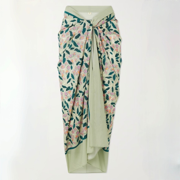 Agua by Agua Bendita Lavanda Cotton & Silk Blend Pareo and swimsuit in size M. - Picture 3 of 14